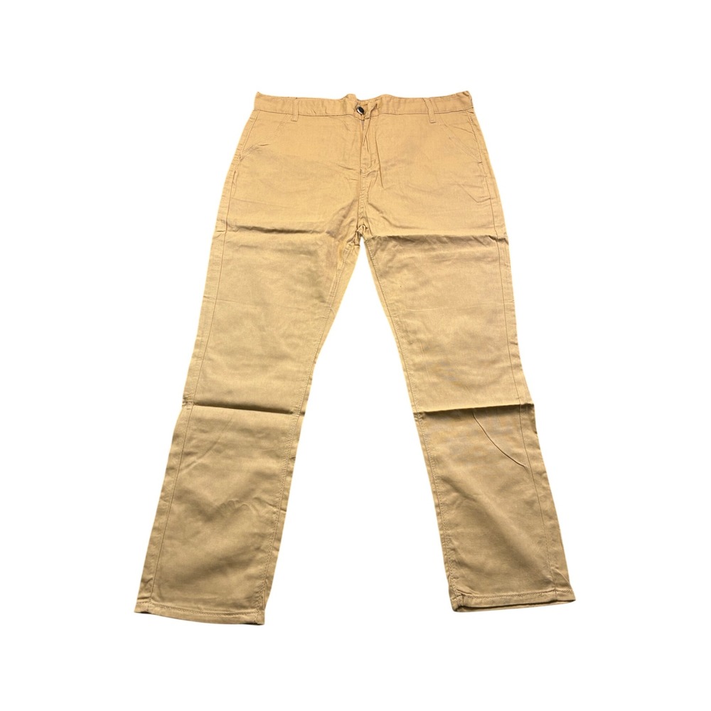 Casual Mens Khaki Jeans Straight Leg Trousers Tan Preppy Minimalist Size 38 x 29